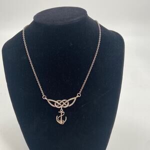 Sterling Silver anchor and sailor knot necklace